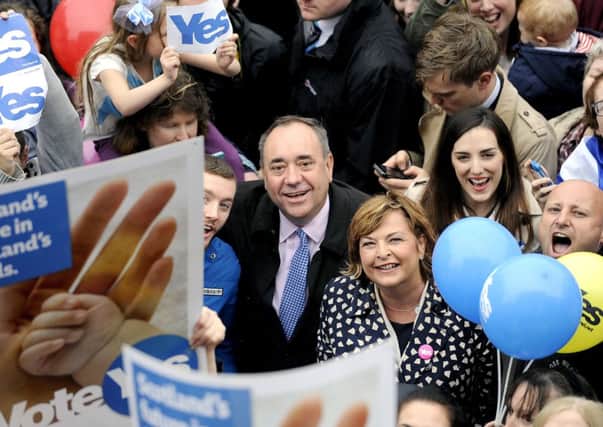 Alex Salmond and Fiona Hyslop on the campaign trail in Linlithgow was one of the ex-first minister's 'greatest moments'. Picture: Michael Gillen