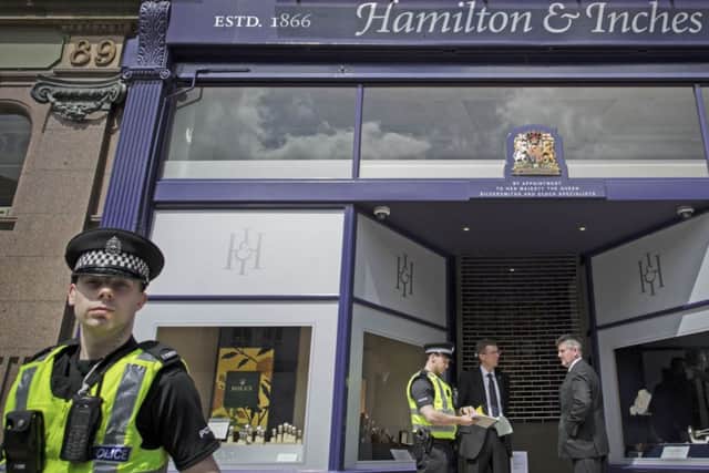 Police attend the scene at Hamilton & Inches last June. Picture: Scott Taylor