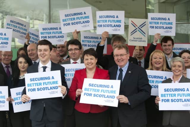 Scottish Tory party leader Ruth Davidson launches the manifesto. Picture: Jane Barlow