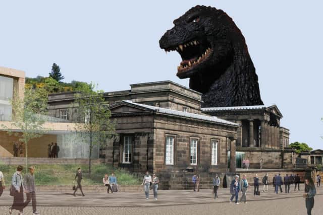 Godzilla makes an appearance on the plans for the Royal High School which have been drawn up by Gareth Hoskins