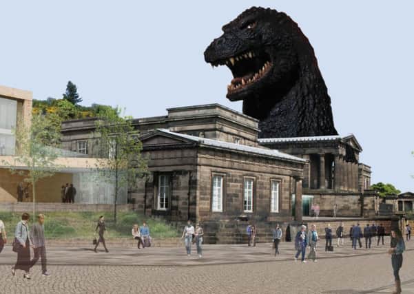Godzilla makes an appearance on the plans for the Royal High School which have been drawn up by Gareth Hoskins
