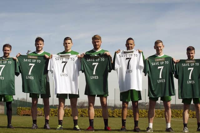 Martin Boyle, Keith Watson, Paul Hanlon, Mark Oxley, Farid El Alagui, Scott Robertson and Lewis Stevenson promote the campaign. Picture: Gareth Easton