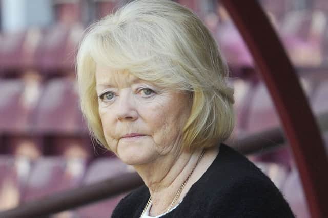 Ann Budge in the dugout at Tynecastle. Picture: Greg Macvean