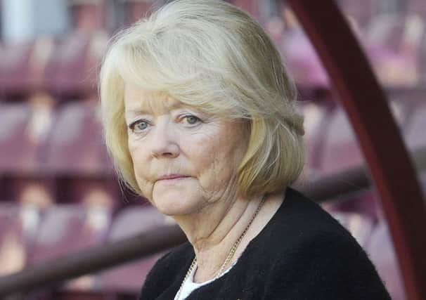 Ann Budge in the dugout at Tynecastle. Picture: Greg Macvean