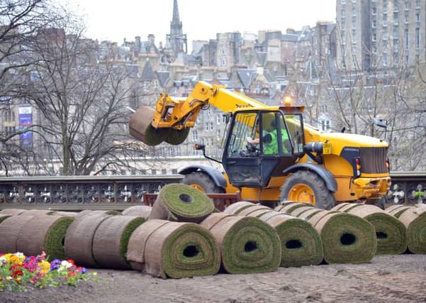 The turf is laid at Princes Street. Picture: Jon Savage