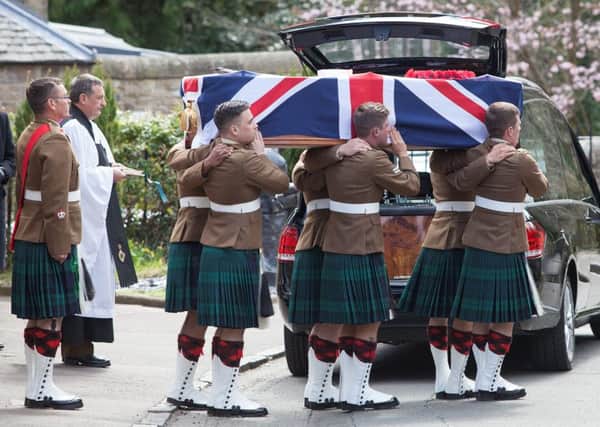 Hundreds of mourners attended the funeral of Private Shaun Cole. Picture: SWNS