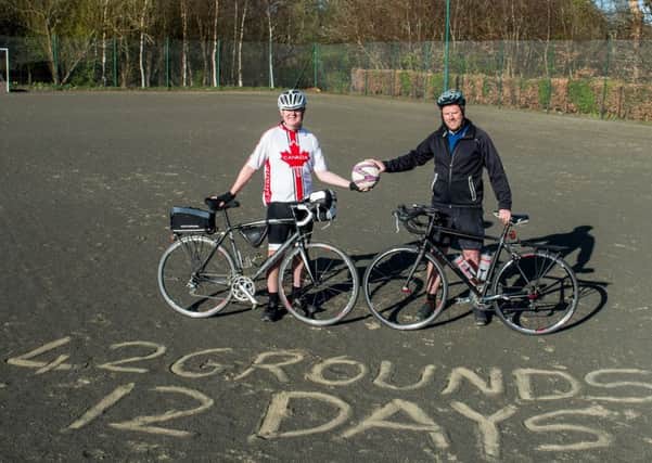 Graeme Bruce, left, and  Phil Smith will cycle 1000 miles over 12 days. Picture: Ian Georgeson
