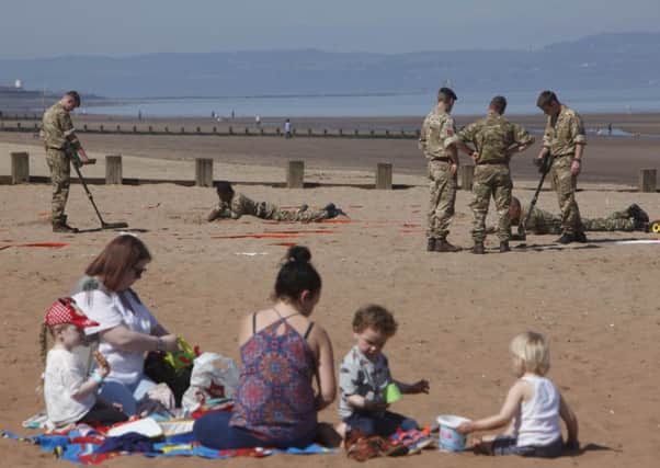 The bomb disposal training takes place on Portobello beach. Picture: Toby Williams