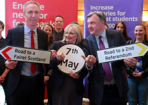 Jim Murphy, Margaret Curran and  Ed Balls claim Scots voters have two choices at the ballot box. Picture: SWNS