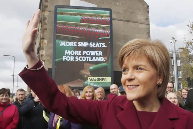 SNP leader Nicola Sturgeon was out on the campaign trail in Edinburgh yesterday. Picture: PA
