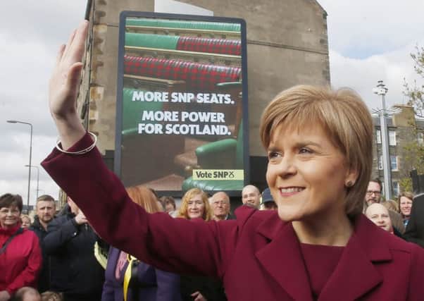 SNP leader Nicola Sturgeon was out on the campaign trail in Edinburgh yesterday. Picture: PA
