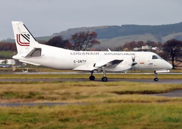 A Loganair Saab 340, similar to the one shown, was diverted after shutting down an engine.