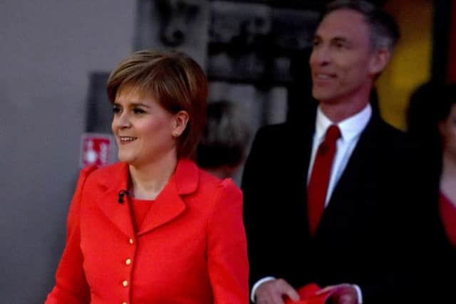 Nicola Sturgeon and Jim Murphy arrive for last night's debate. Picture: Getty