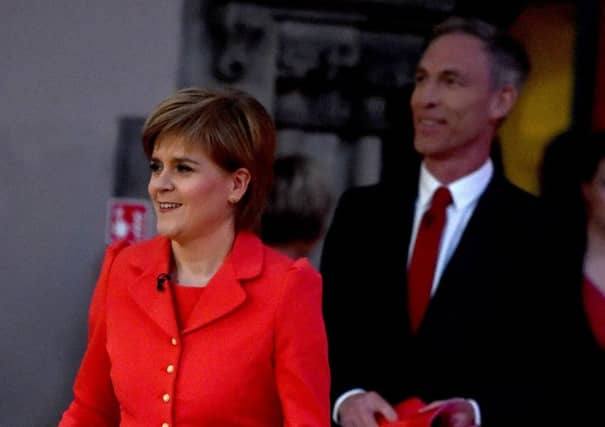 Nicola Sturgeon and Jim Murphy arrive for last night's debate. Picture: Getty