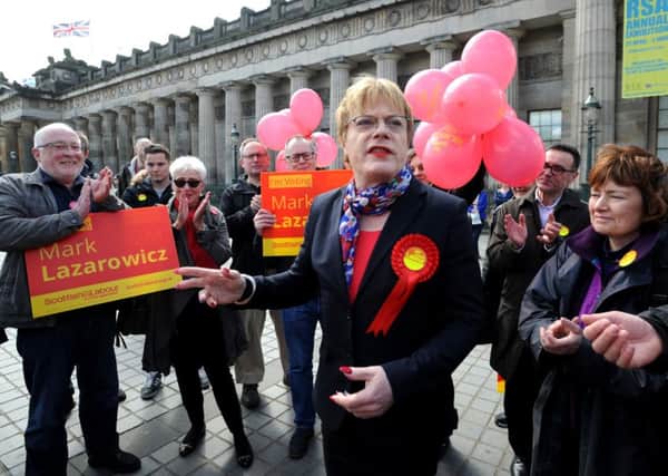 Eddie Izzard talks to a small group of Labour activists. Picture: Jane Barlow