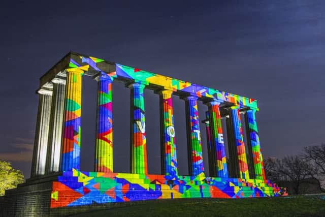 Calton Hill was the site of a spectacular light show. Picture: Craig Robertson/mclcreate