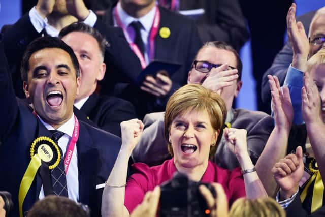 Nicola Sturgeon celebrates during the Glasgow declarations on May 8, 2015 in Glasgow. Picture: Getty