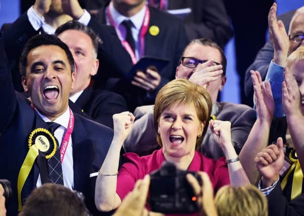 Nicola Sturgeon celebrates during the Glasgow declarations on May 8, 2015 in Glasgow. Picture: Getty