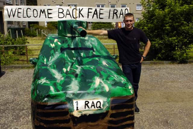 Robbie Morrison's car was turned into a tank for his return from Iraq. Picture: Greg Macvean