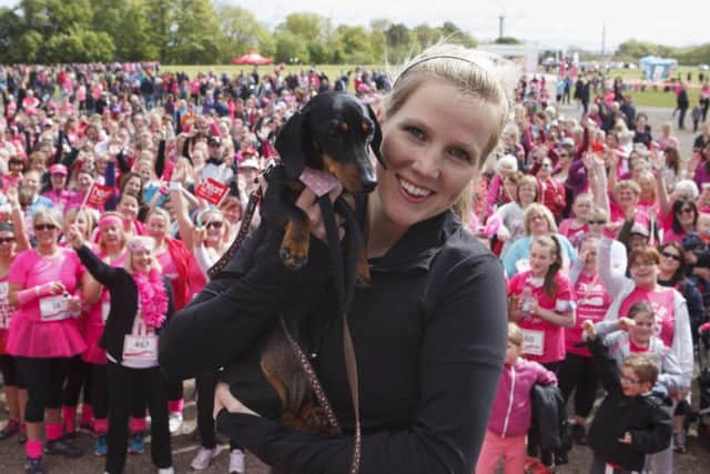 Heather Williams gave an emotional speech to the participants in the  Race For Life at Hopetoun House. Picture: Toby Williams