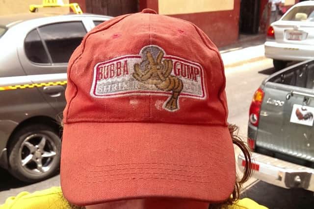 Jamie Ramsay wears a Bubba Gump hat. Picture: HeMedia