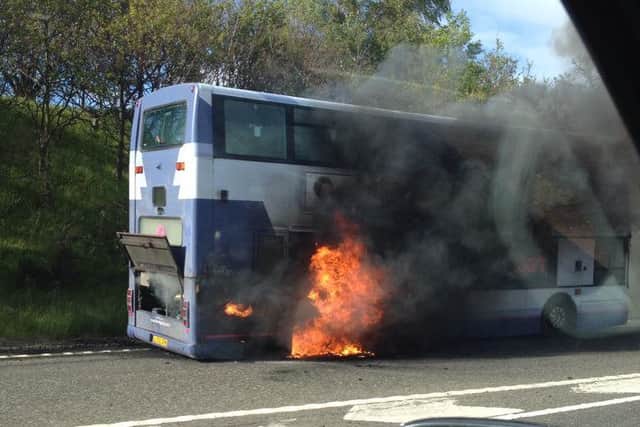 The bus caught fire on the A1. Picture: Emma Borthwick