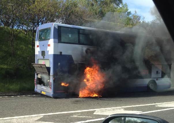 The bus caught fire on the A1. Picture: Emma Borthwick