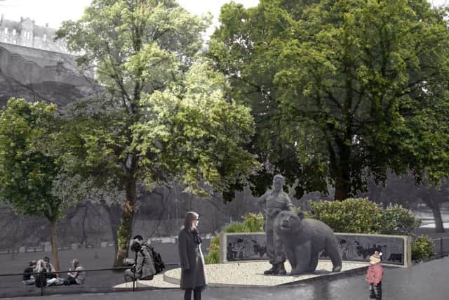 An artist's impression of Wotjek's new statue in West Princes Street Gardens