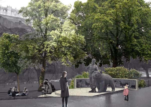 An artist's impression of Wotjek's new statue in West Princes Street Gardens