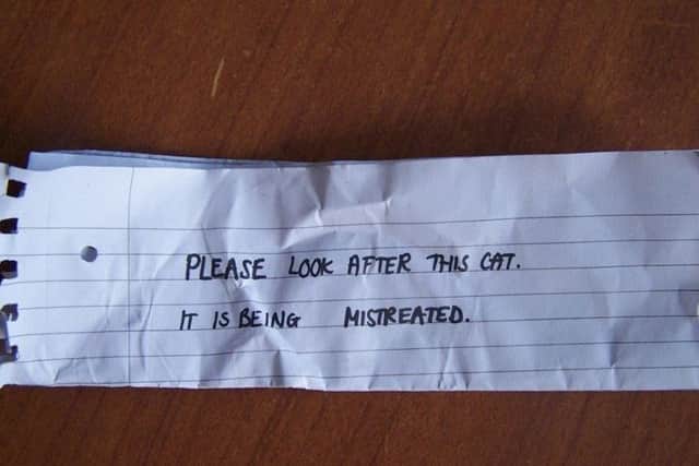 The note which came with the cat. Picture: Scottish SPCA