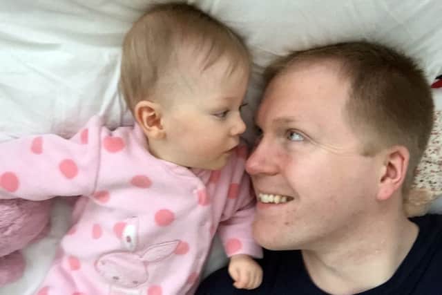 Sophie O'Kane and dad Michael gaze into each other's eyes