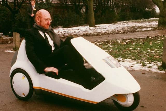 Sir Clive Sinclair in his C5. Picture: PA