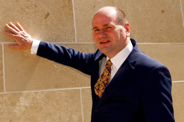Martin Perry of developer TIAA Henderson Real Estate with the limestone sample. Picture: Scott Louden