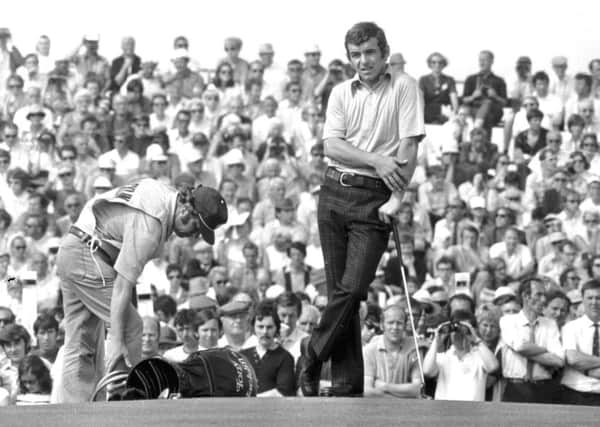 Tony Jacklin shows his disappointment at missing a birdie putt at the ninth during the British Open 1972 held at Muirfield in July 1972.