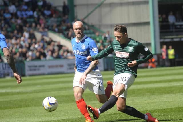 Scott Allan and Nicky Law in action during the last time the two teams met at Easter Road. Picture: Greg Macvean