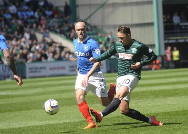 Scott Allan and Nicky Law in action during the last time the two teams met at Easter Road. Picture: Greg Macvean