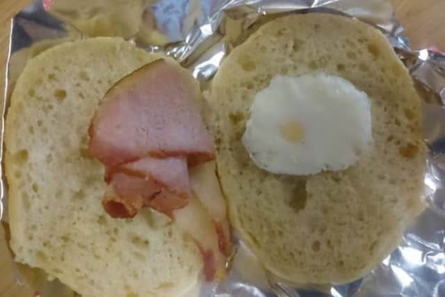 Barely-there bacon and tiny egg? Or just a huge roll? Picture: Contributed