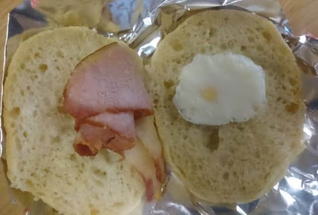 Barely-there bacon and tiny egg? Or just a huge roll? Picture: Contributed