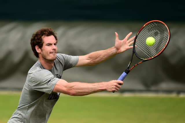 Andy Murray practicing ahead of the match. Picture: PA