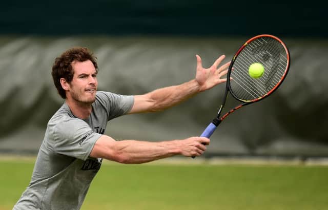 Andy Murray practicing ahead of the match. Picture: PA
