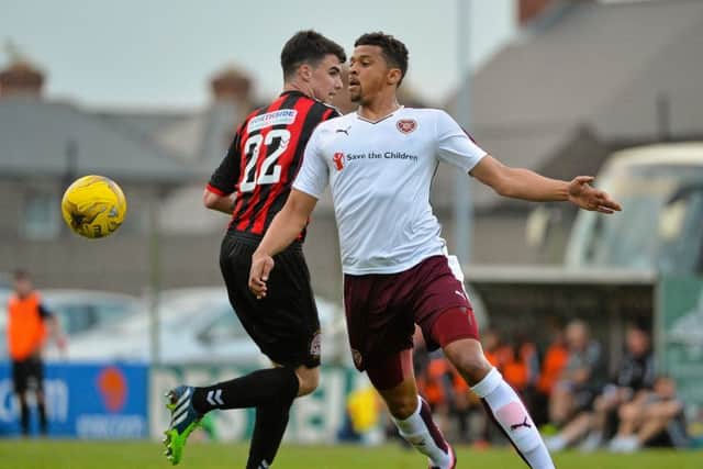 Osman Sow in action against Stephen Best, Bohemian.  Picture: Sam Barnes / SPORTSFILE