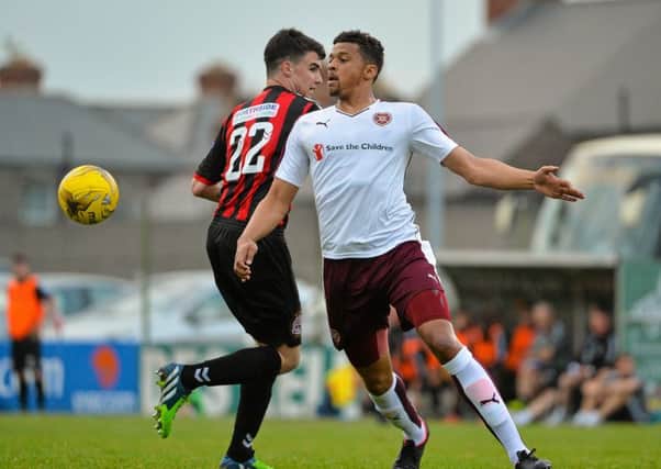 Osman Sow in action against Stephen Best, Bohemian.  Picture: Sam Barnes / SPORTSFILE