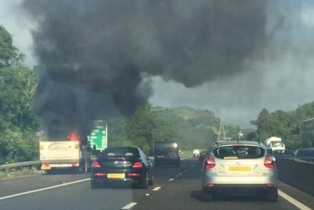 The van fire caused delays this morning. Picture: @Victoriagrehan1