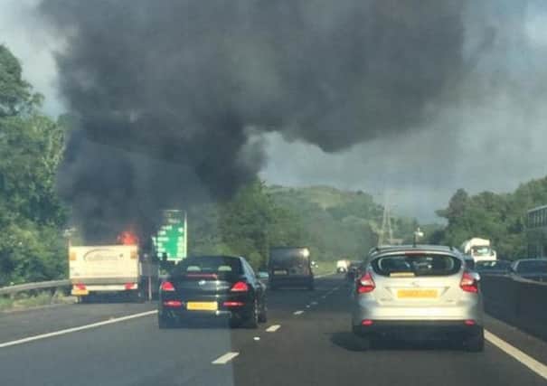 The van fire caused delays this morning. Picture: @Victoriagrehan1