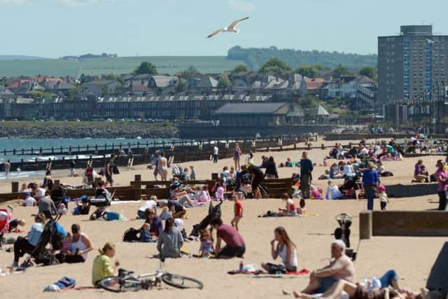 A packed Portobello beach on a sunny day. Picture: Phil Wilkinson
