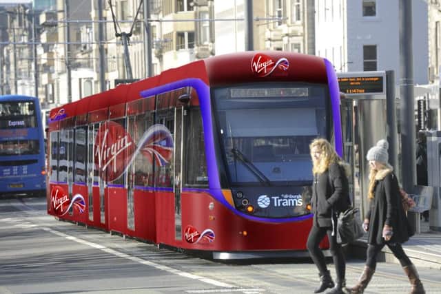 A mock-up of how a sponsored tram could look. Montage: Mark Fearn