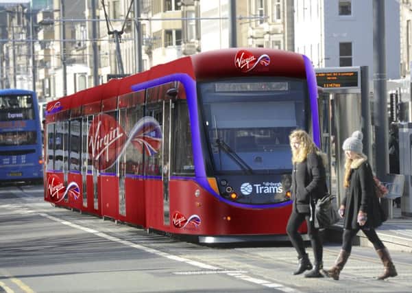 A mock-up of how a sponsored tram could look. Montage: Mark Fearn