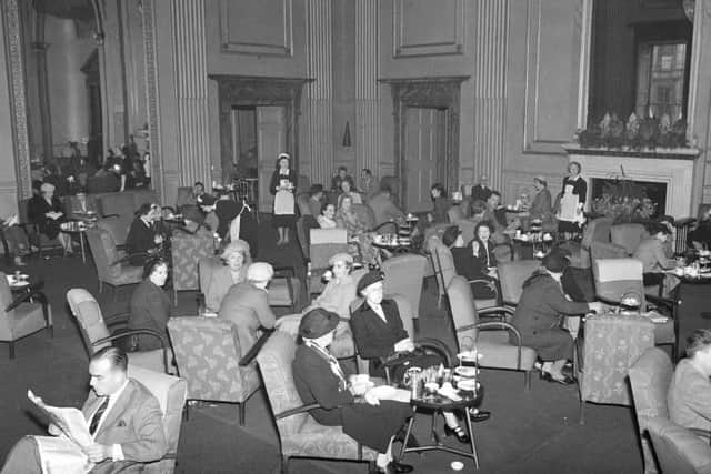 The coffee room of the Edinburgh Festival Club in the Assembly Roms in 1952.