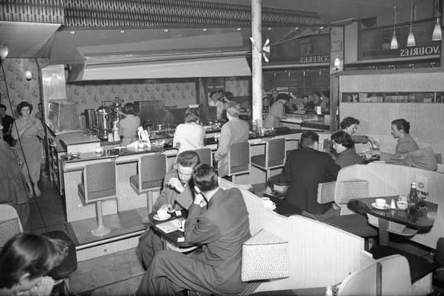 Diners try out The Barbecue restaurant which opened on Forrest Road  Edinburgh in June 1958. It is now Doctors pub.