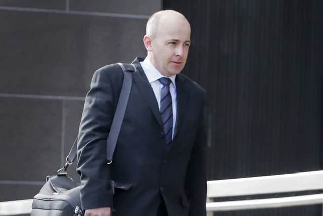 Forensic vehicle examiner Philip Balderstone arrives at Glasgow Sheriff Court. Picture:  PA